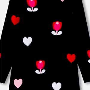 Charming Kids Navy Dress with Heart and Flower Design